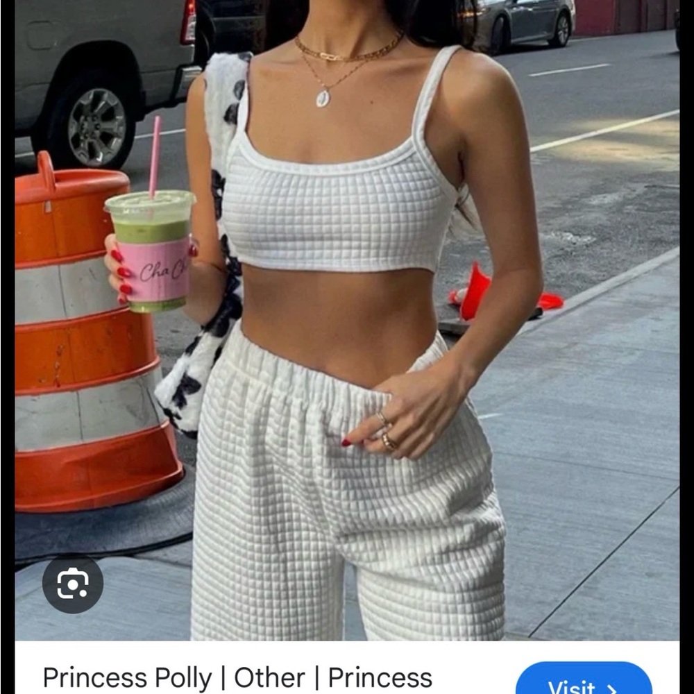 Princess Polly Waffled Textured White Lounge Set